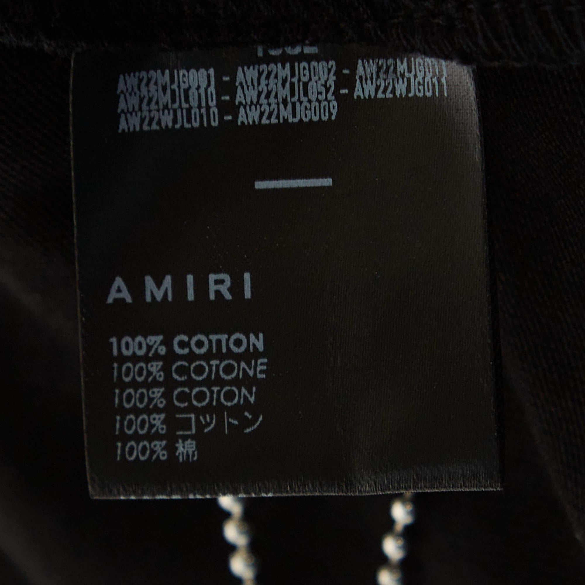 Amiri Black Logo Print Cotton Half Sleeve T-Shirt S en vente 3