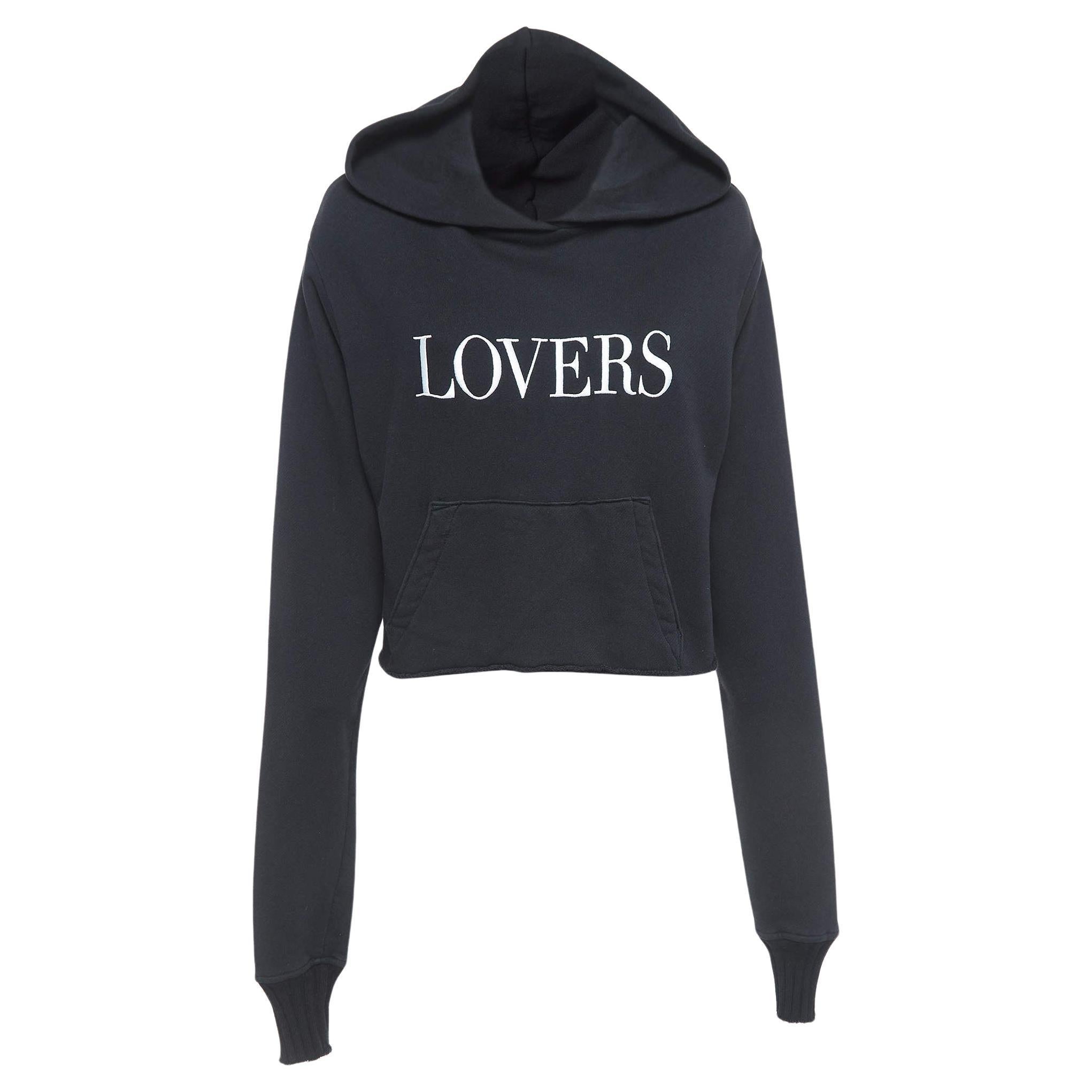 Amiri Black Lovers Print Cotton Hooded Sweatshirt S For Sale