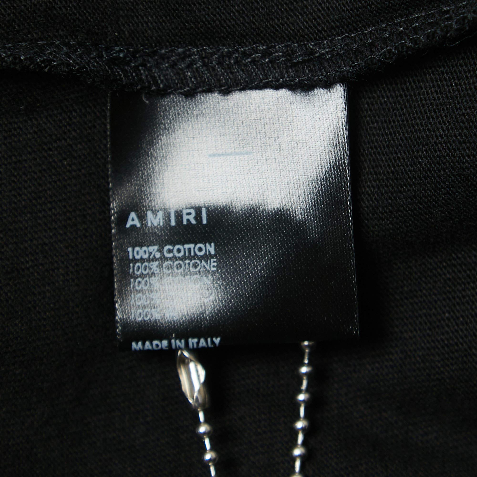 Amiri Schwarzes T-Shirt XXL aus Baumwolle mit halben Ärmeln und Ouija-Kartondruck im Zustand „Hervorragend“ im Angebot in Dubai, Al Qouz 2