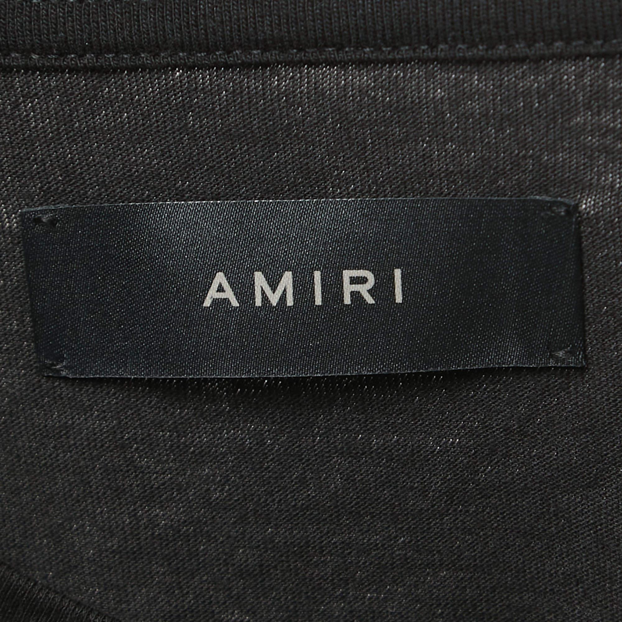 Amiri Schwarzes T-Shirt XXL aus Baumwolle mit halben Ärmeln und Ouija-Kartondruck Damen im Angebot