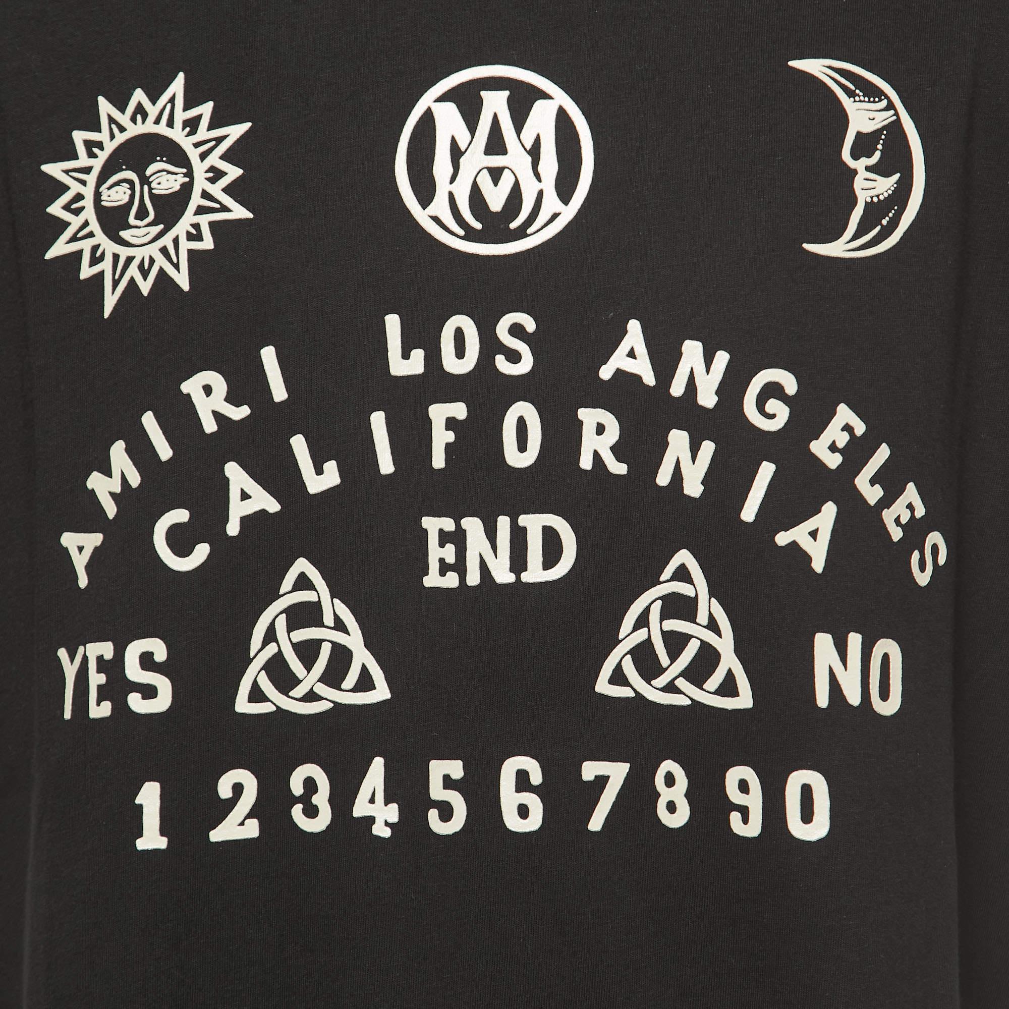 Amiri Black Ouija Board Print Cotton Half Sleeve T-Shirt XXL en vente 1