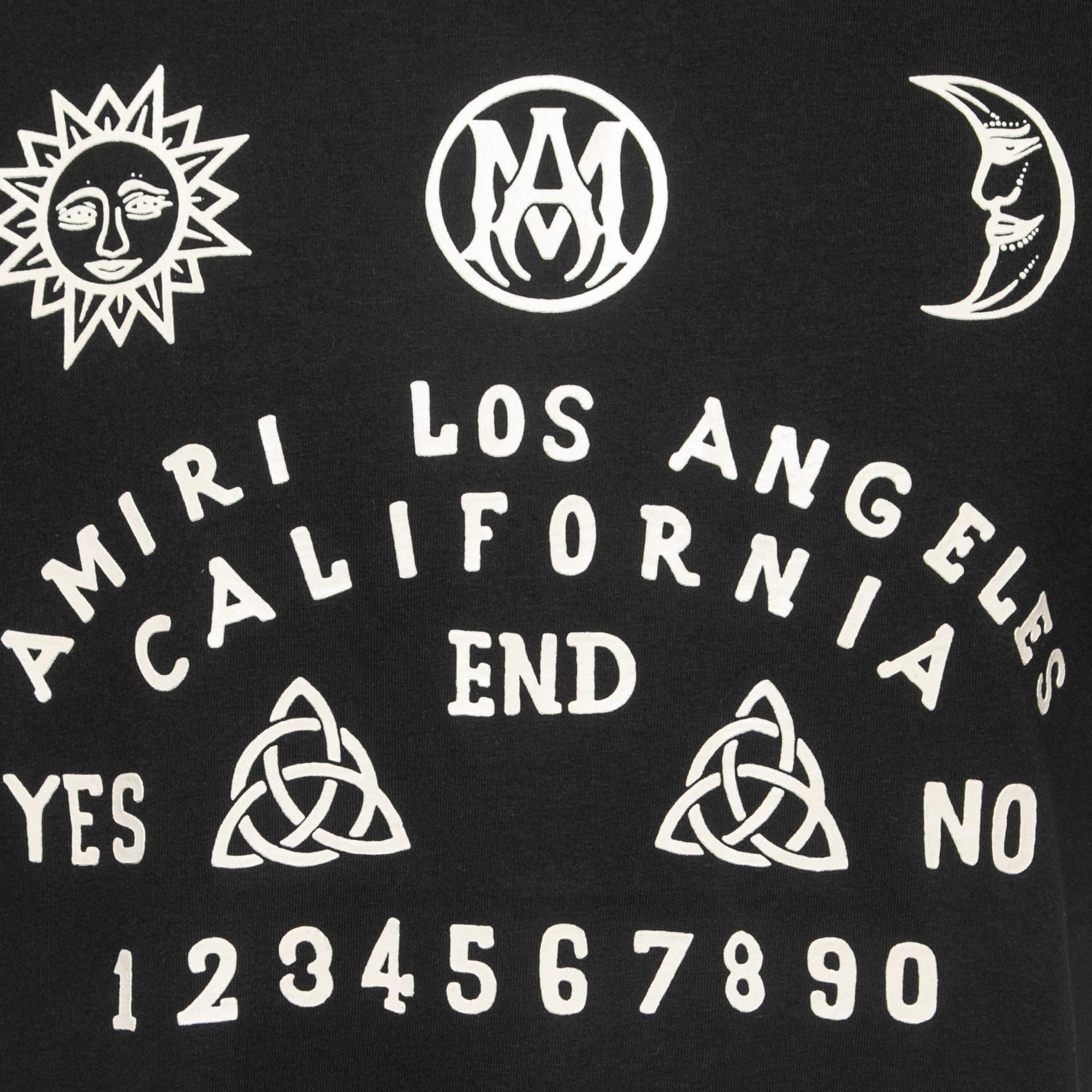 Amiri Schwarzes T-Shirt aus Baumwolle mit Ouija-Kartondruck L im Angebot 2