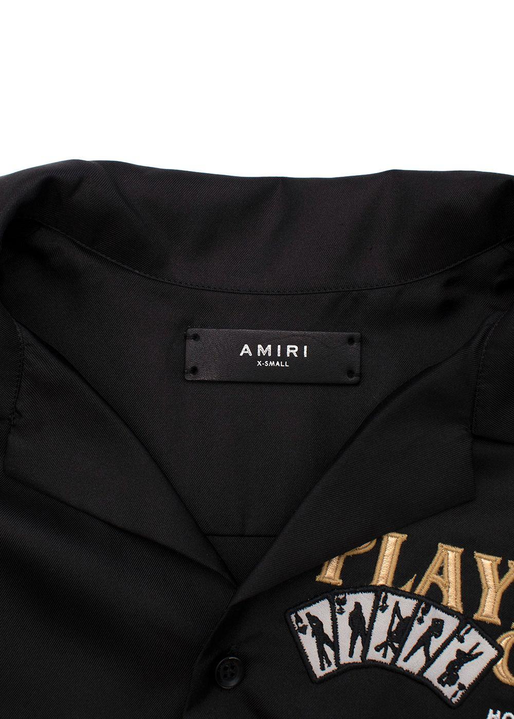 Women's or Men's Amiri Black Silk Players Club Shirt - Size XS For Sale