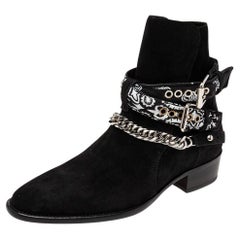 Amiri Schwarze Jodhpur Kette-Stiefeletten aus Wildleder Größe 40