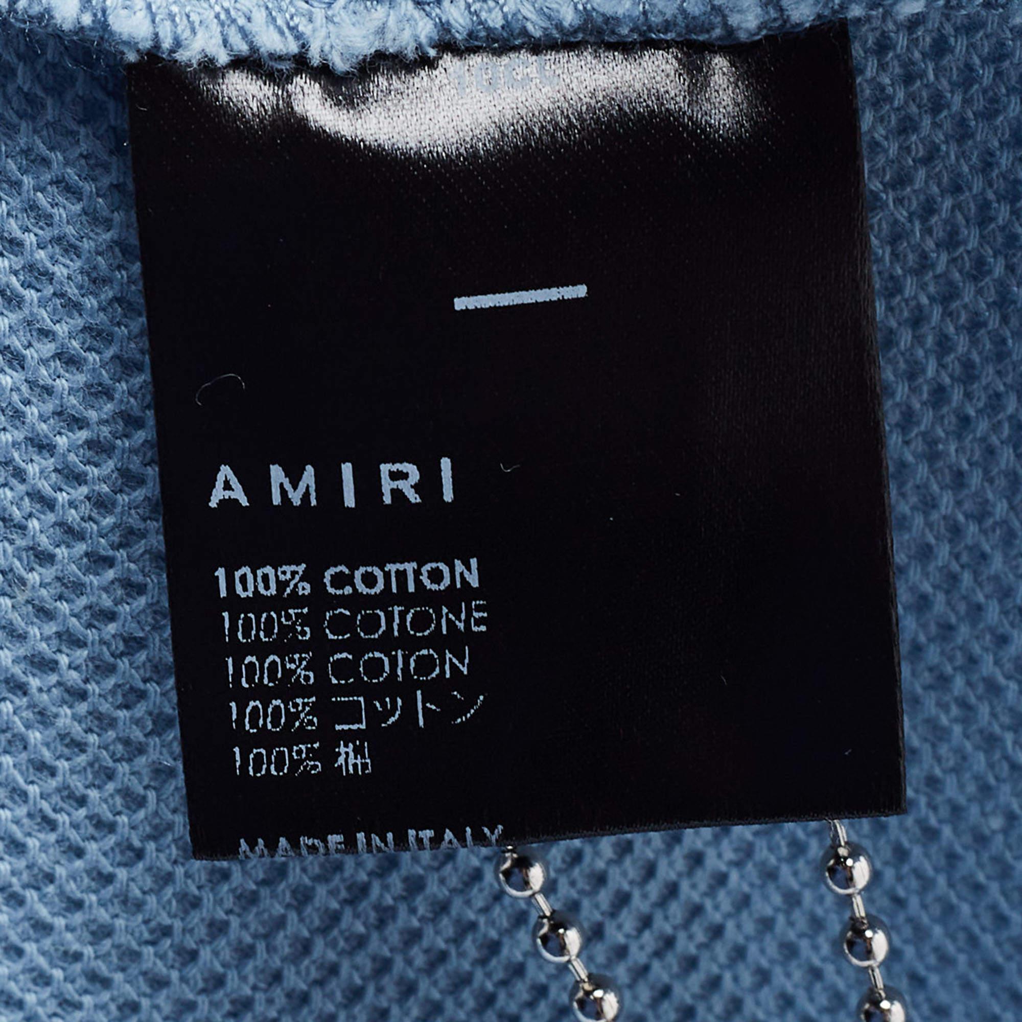 Amiri Blue Cotton Pique Logo Polo T-Shirt S Neuf - En vente à Dubai, Al Qouz 2