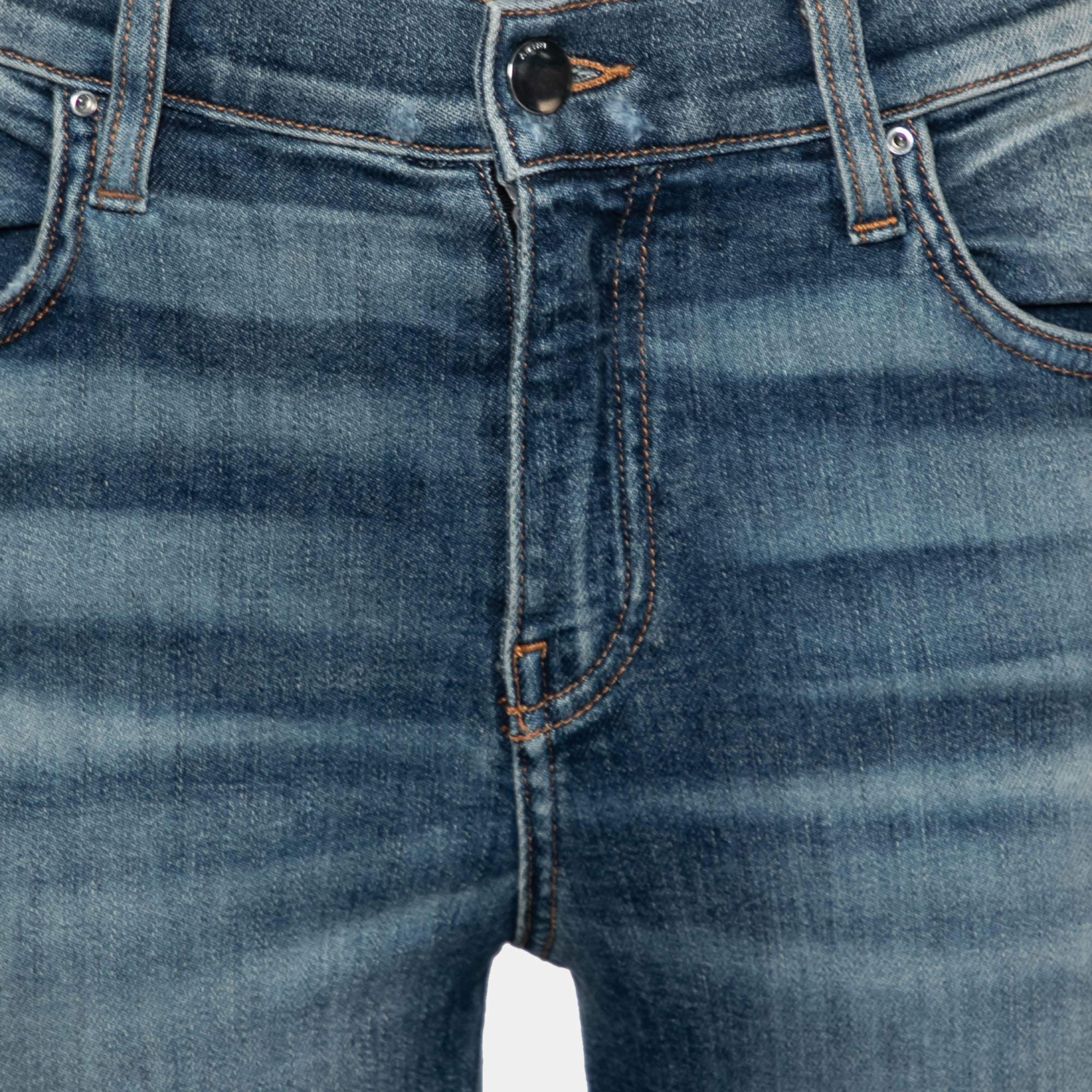 Amiri Blue Denim Distressed Ankle Zip Detailed Jeans M (Grau) im Angebot