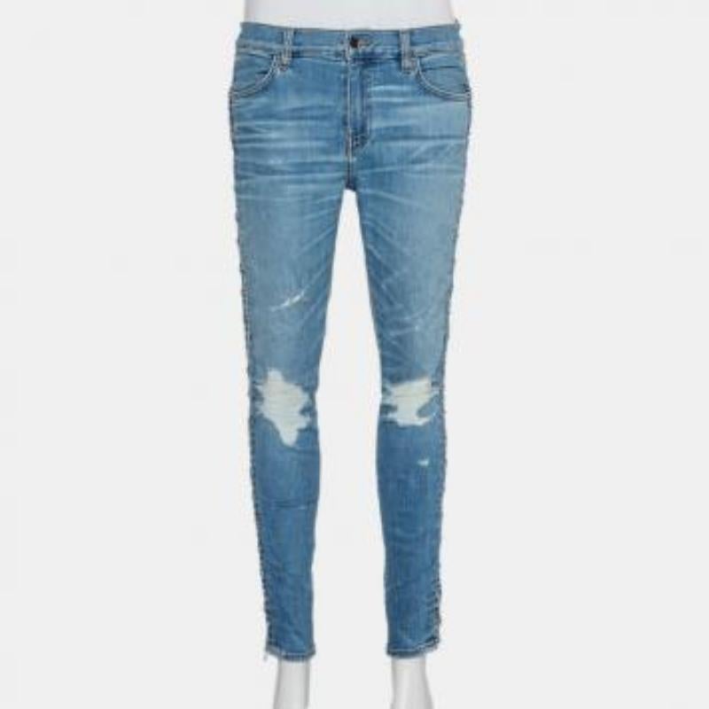 Amiri Blue Denim Side Chain Detail Skinny Jeans M For Sale 6