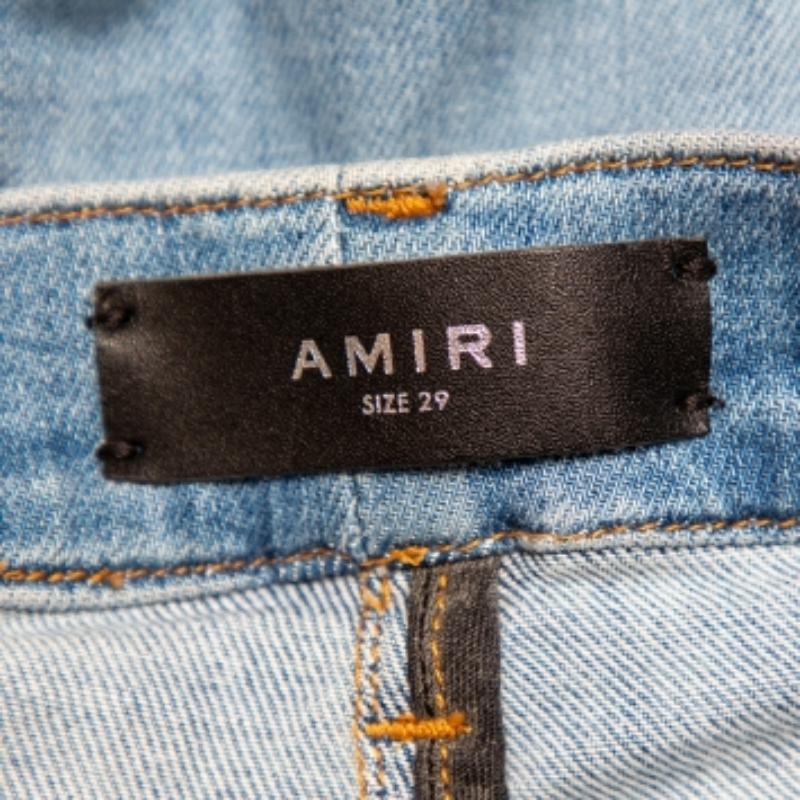 Women's Amiri Blue Denim Side Chain Detail Skinny Jeans M For Sale