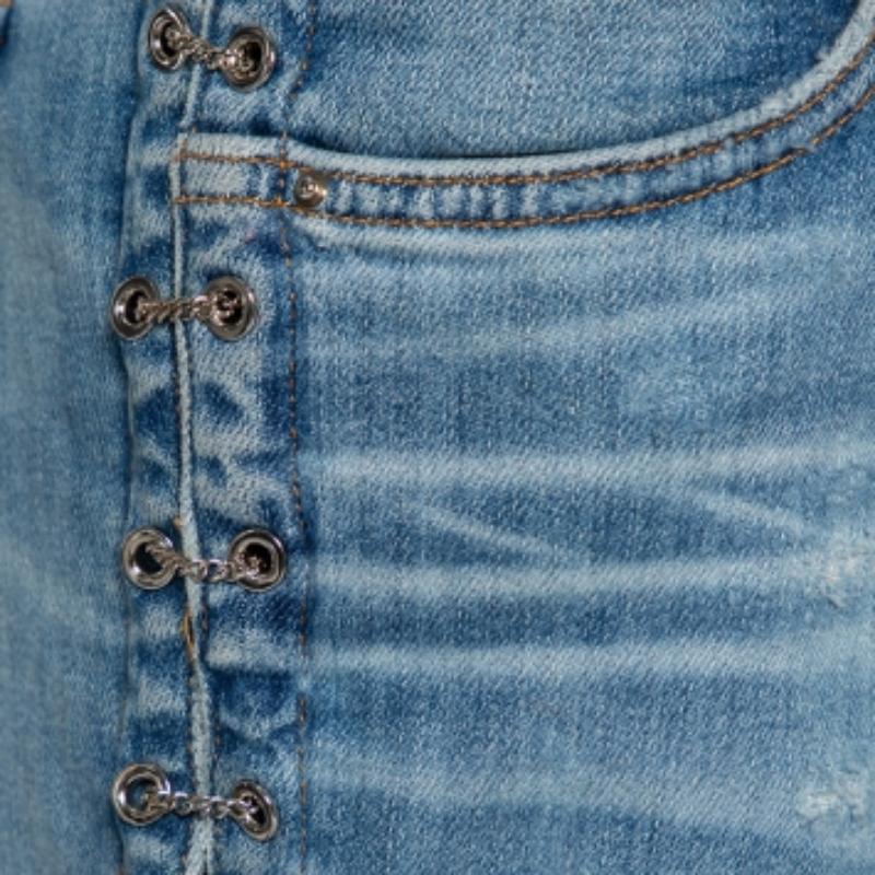 Amiri Blue Denim Side Chain Detail Skinny Jeans M For Sale 3