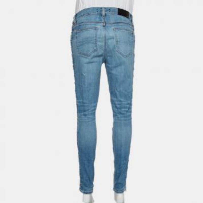 Amiri Blue Denim Side Chain Detail Skinny Jeans M For Sale 5