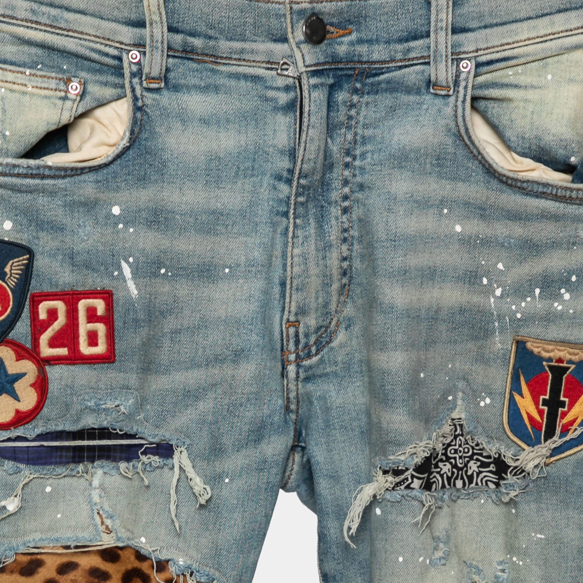 amiri blue patch jeans