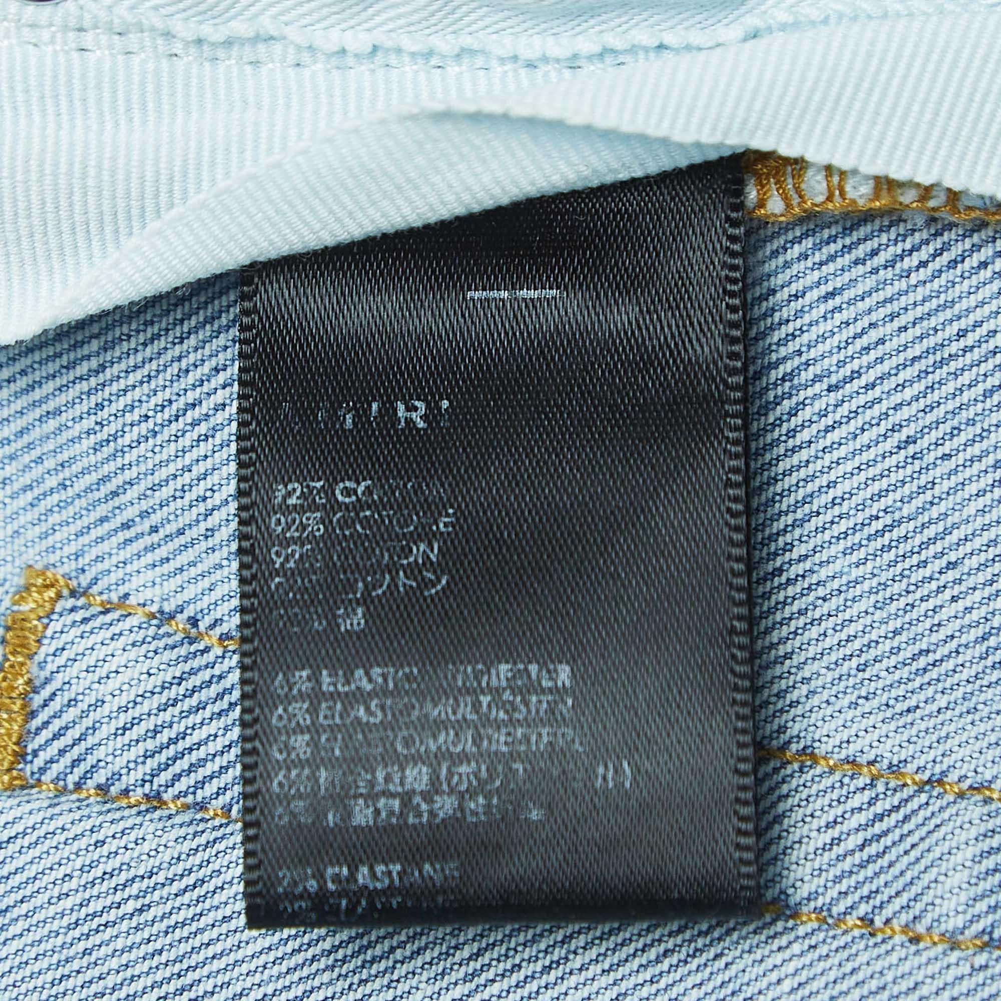 Amiri Blue Paint Splattered Denim Ribbed Jeans L Waist 34'' (taille 34'') Pour hommes en vente