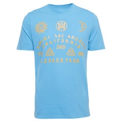 Amiri Blaues halbärmeliges T-Shirt aus Baumwolle mit Druck L