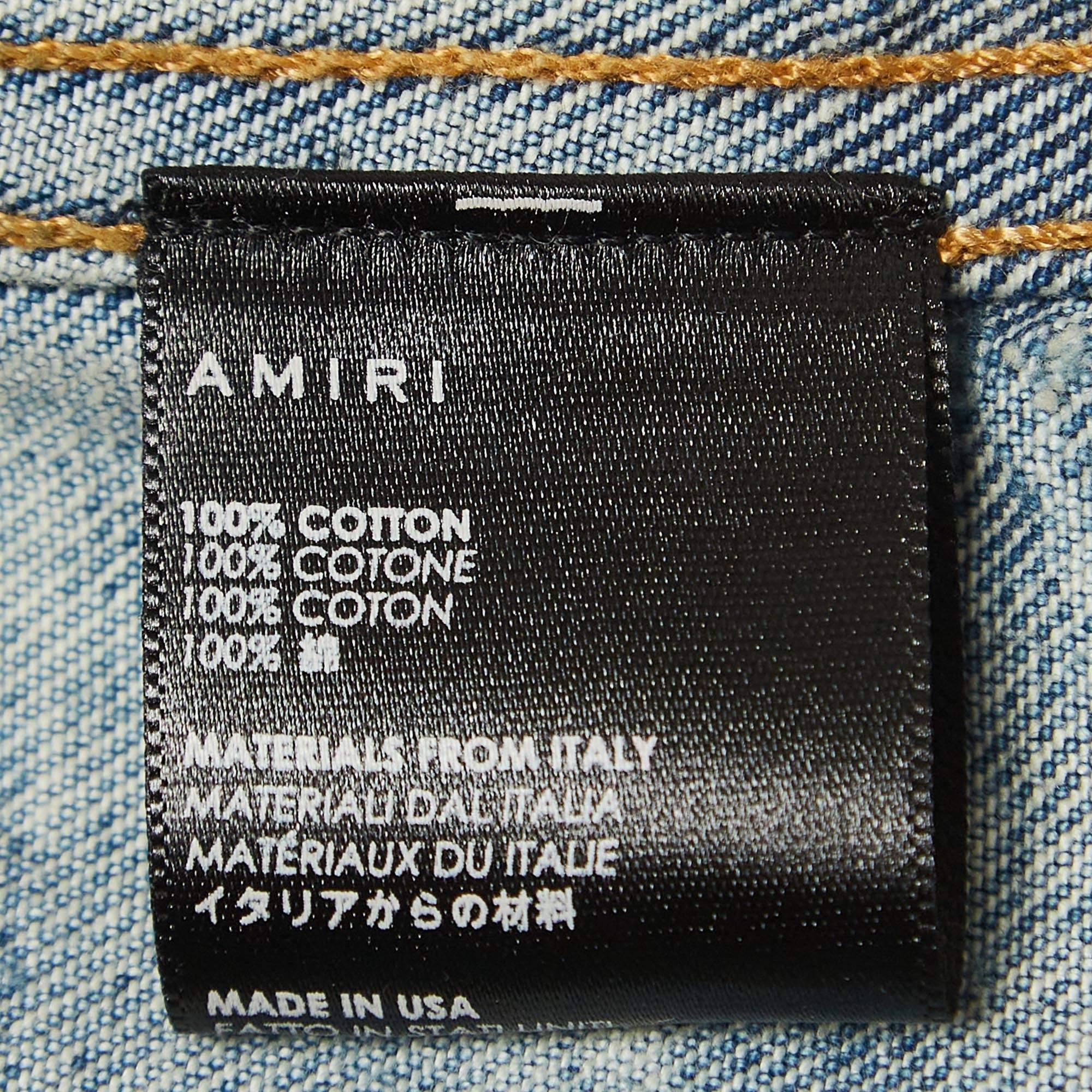 Amiri, veste boutonnée bleue délavée et dégradée, taille XS Pour femmes en vente