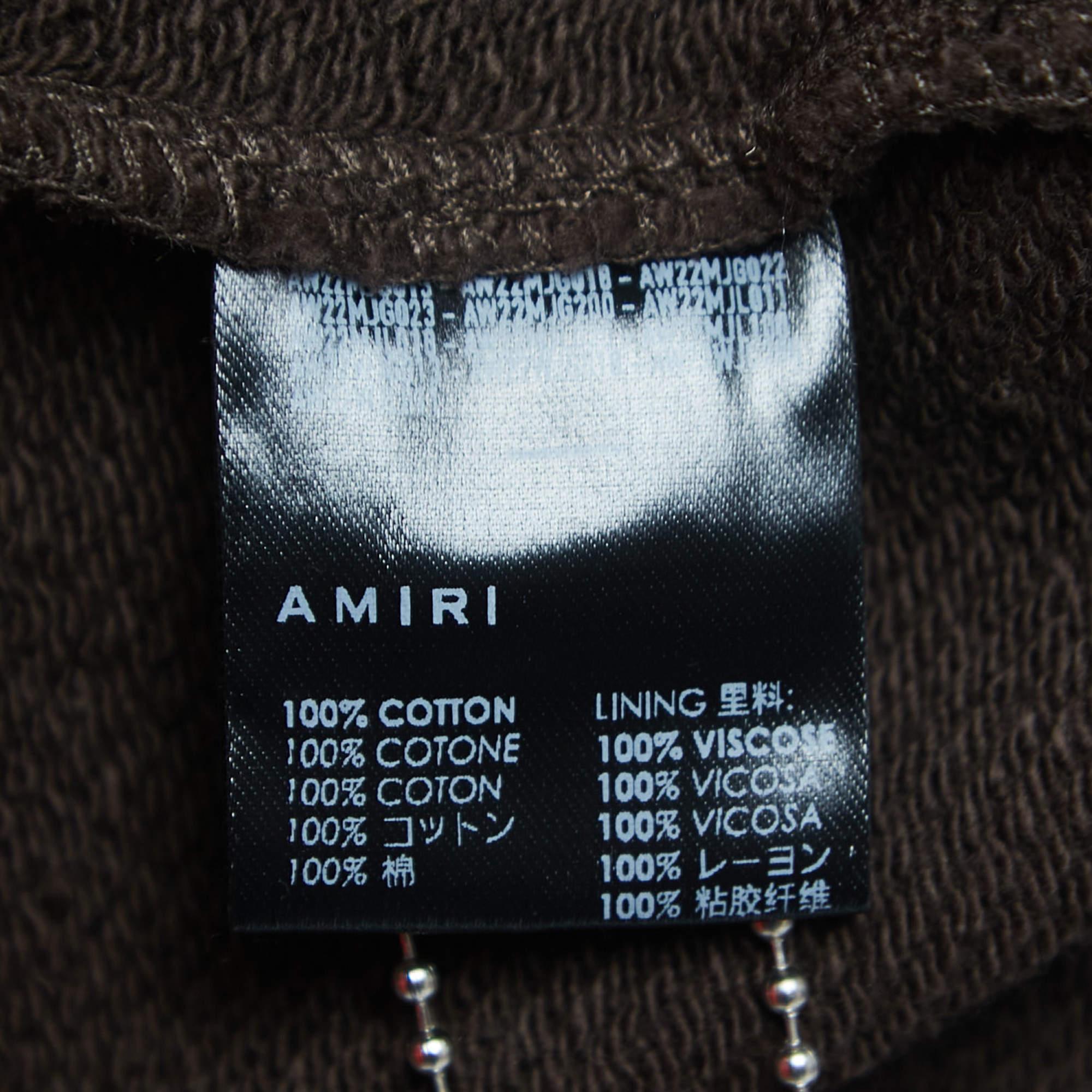 Men's Amiri Brown Cotton Logo Print Hoodie S For Sale