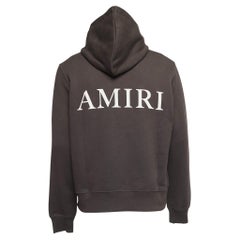 Sudadera con capucha estampada con logotipo de algodón marrón Amiri S
