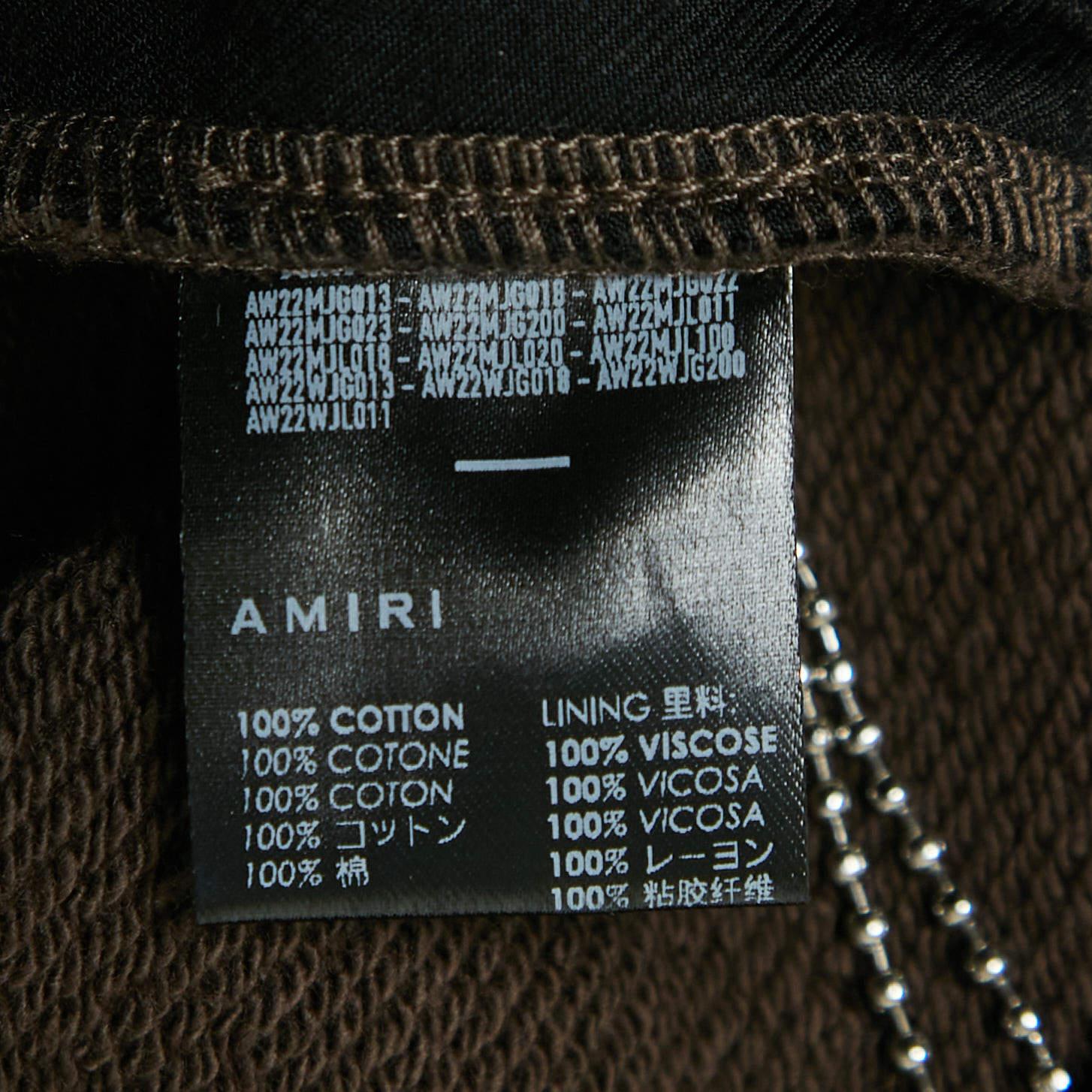 Amiri Brown Cotton Logo Print Joggers S In New Condition For Sale In Dubai, Al Qouz 2