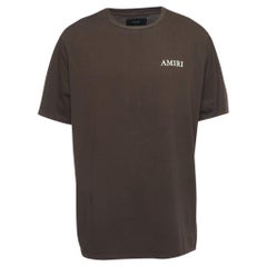 Amiri Brown Cotton Puff Logo Print T-Shirt 2XL