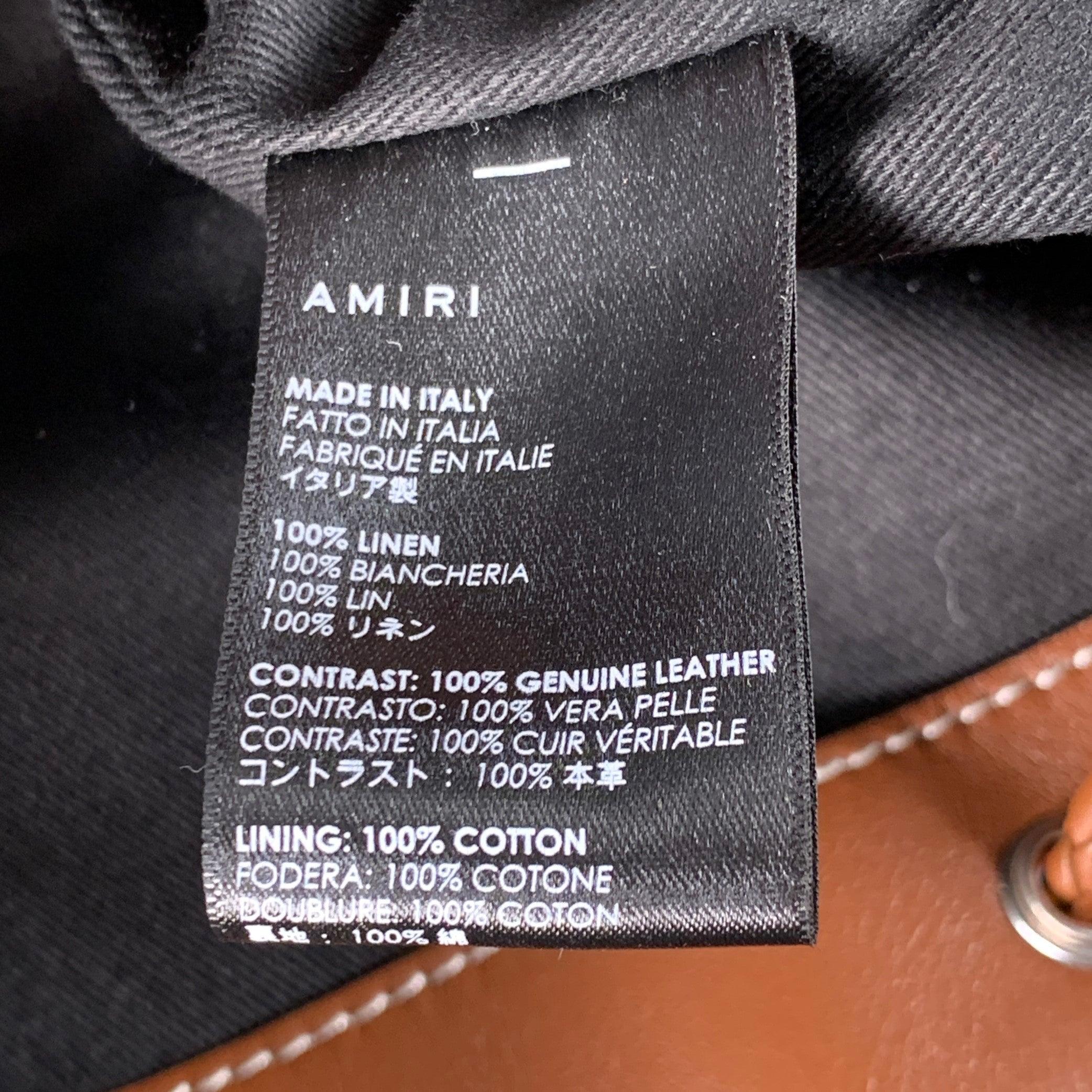 Amiri Borsa zaino in pelle di tela marrone crema in vendita 6