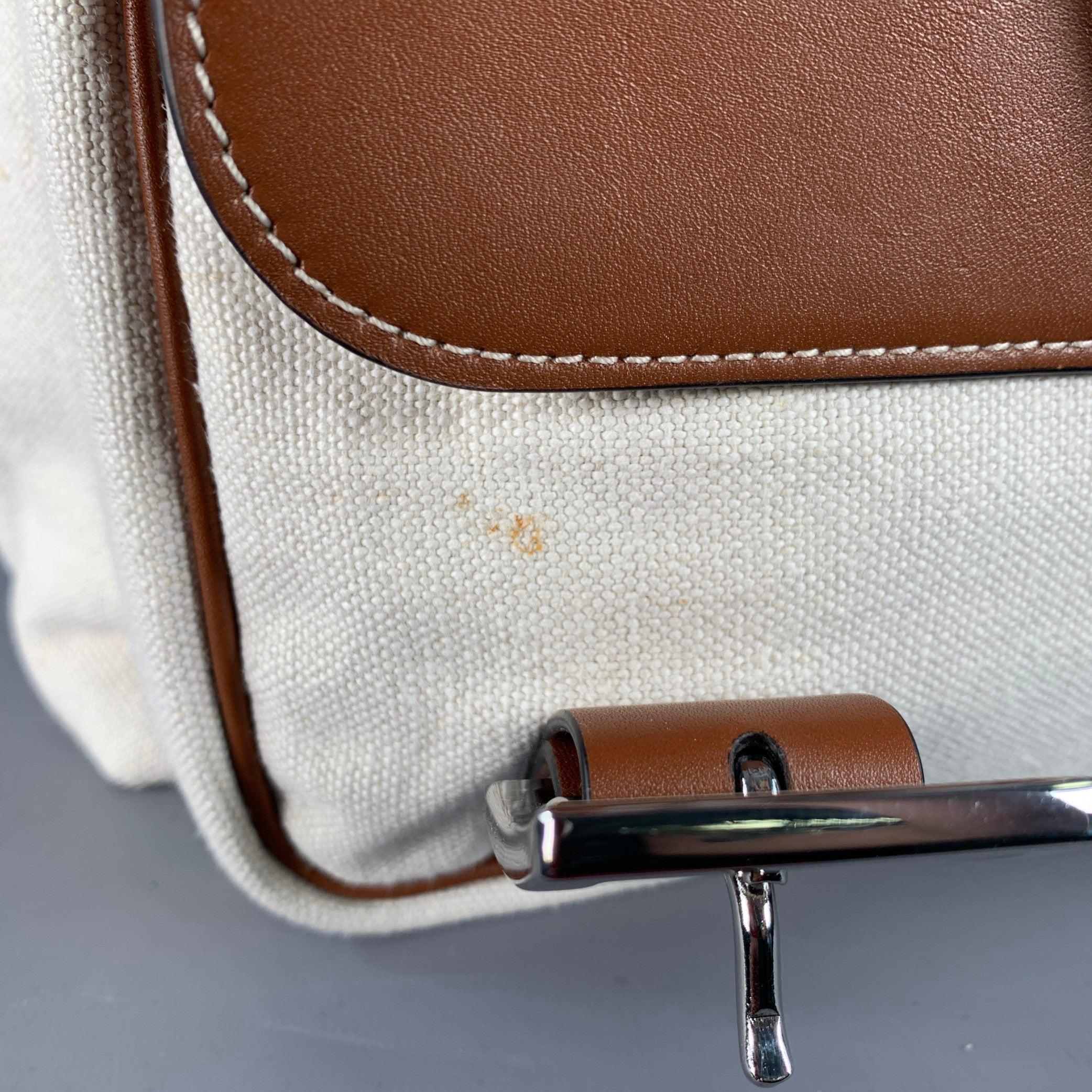 Amiri Borsa zaino in pelle di tela marrone crema in vendita 3