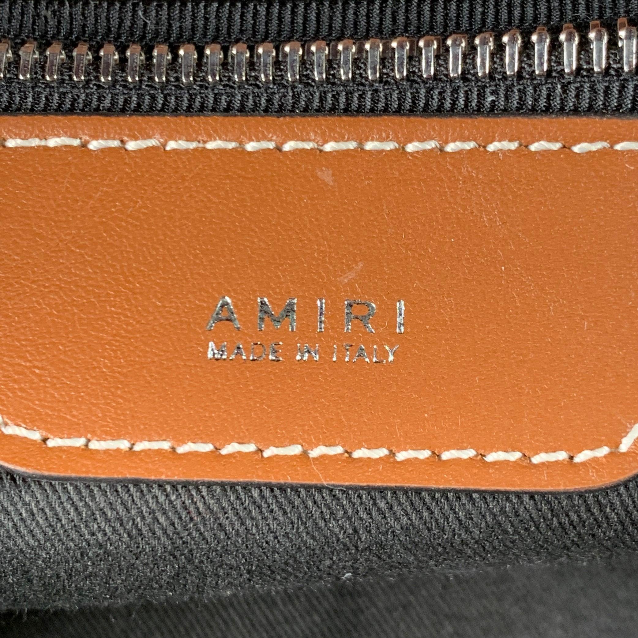 Amiri Borsa zaino in pelle di tela marrone crema in vendita 4