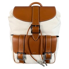 AMIRI Brown Cream Canvas Leather Backpack Bag