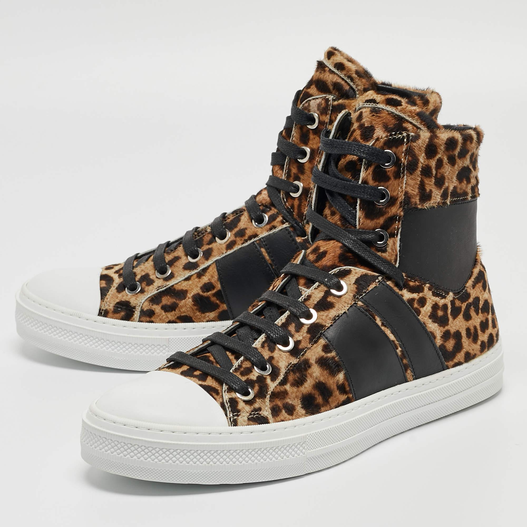 Amiri Kalbshaar und Leder Sunset High Top Turnschuhe Größe 41 Damen im Angebot