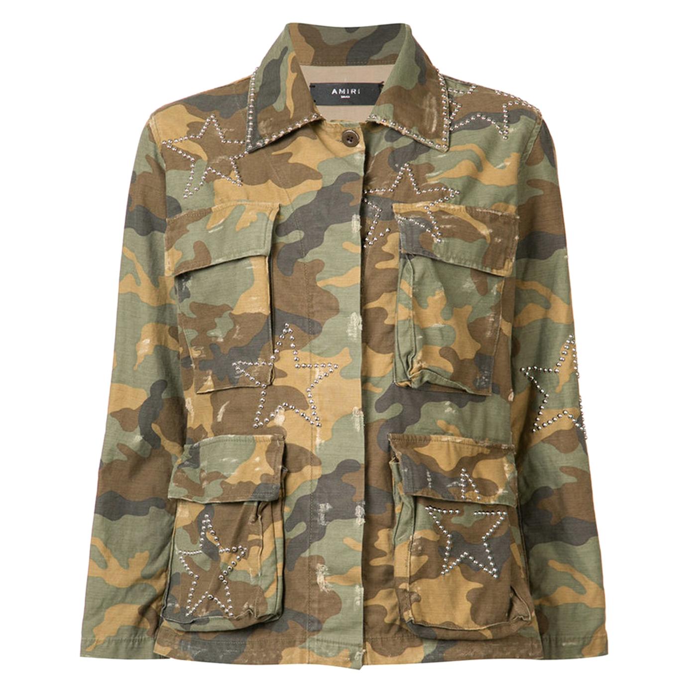 Amiri Camouflage Cotton Studded Field Jacket 