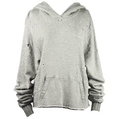 Amiri Cropped Distressed Cotton Jersey Hoodie