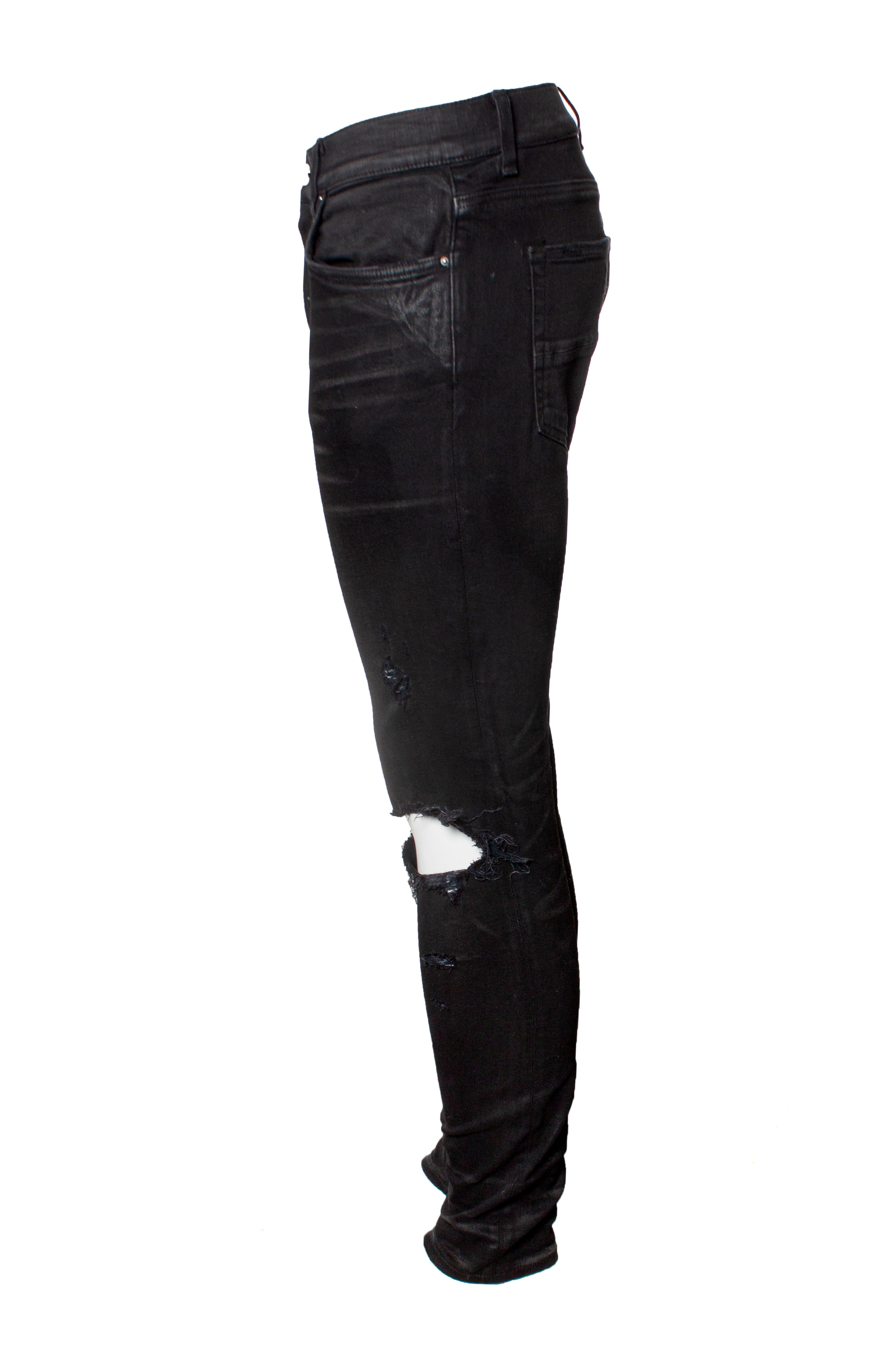 Amiri, Distressed faded black biker jeans. The item is in very good condition. 

CONDITION: very good condition

SIZE: 33 - L

MEASUREMENTS: length 106 cm, width 40 cm, inside leg length 78 cm, width ankle 15 cm

MATERIAL: 98% cotton 2%