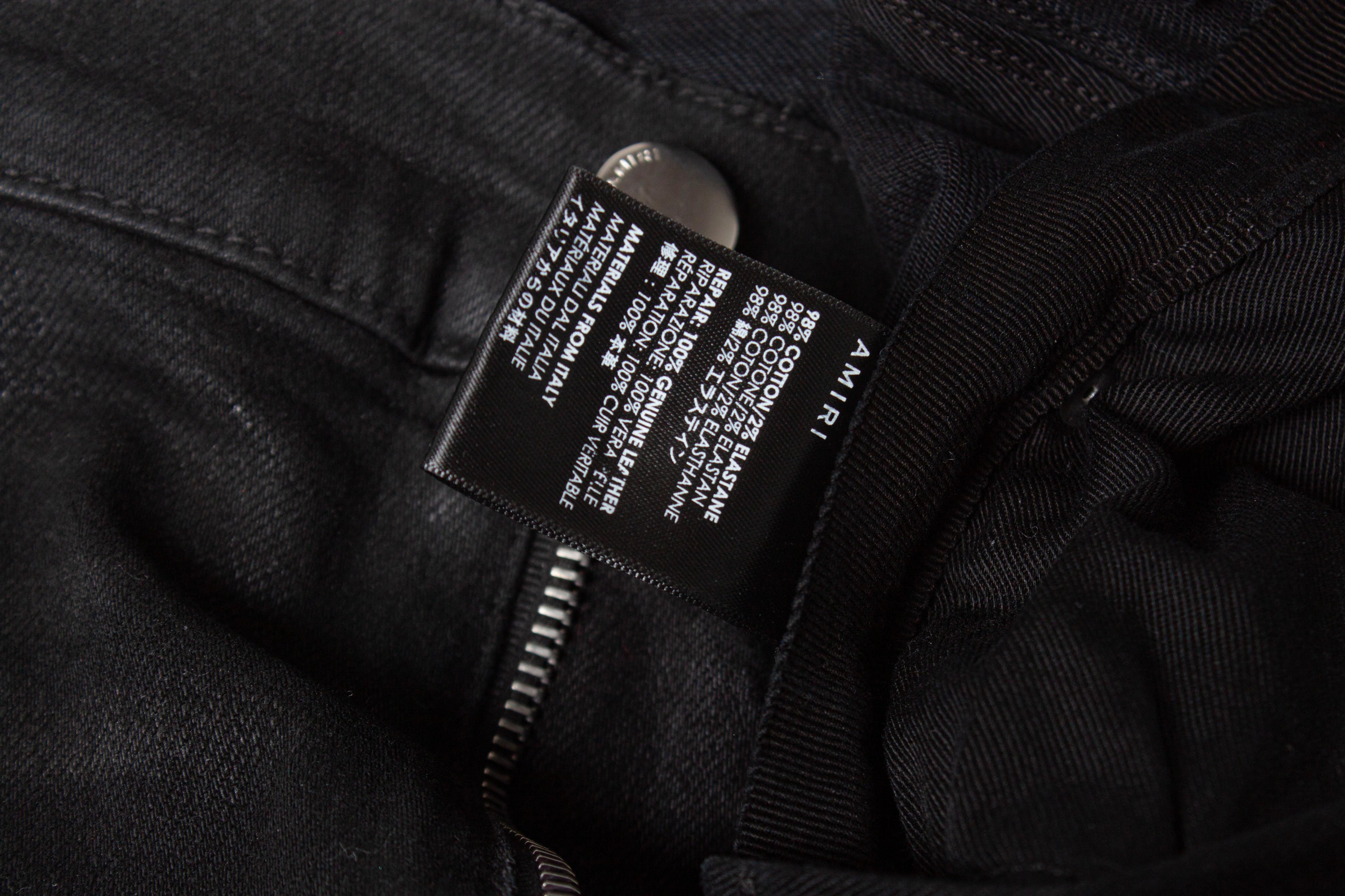 Amiri, Distressed faded black biker jeans For Sale 2