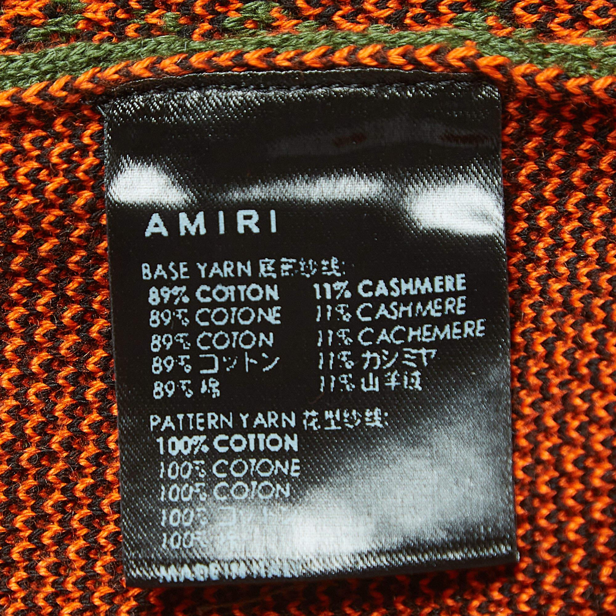 Amiri Short à cordon de serrage en tricot imprimé bandana vert L en vente 1