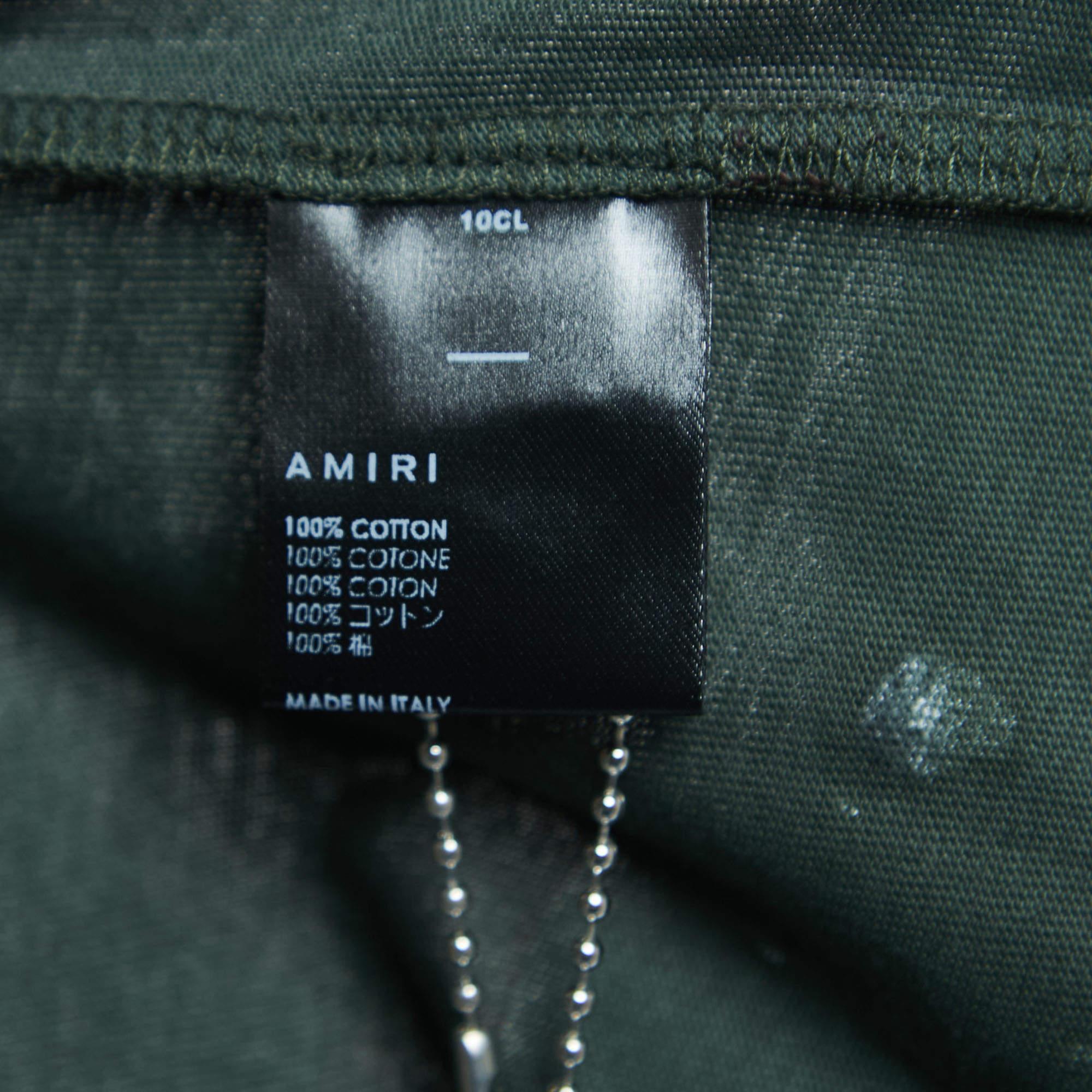 Amiri Grünes T-Shirt mit Camouflage-Druck und Logo L Herren im Angebot