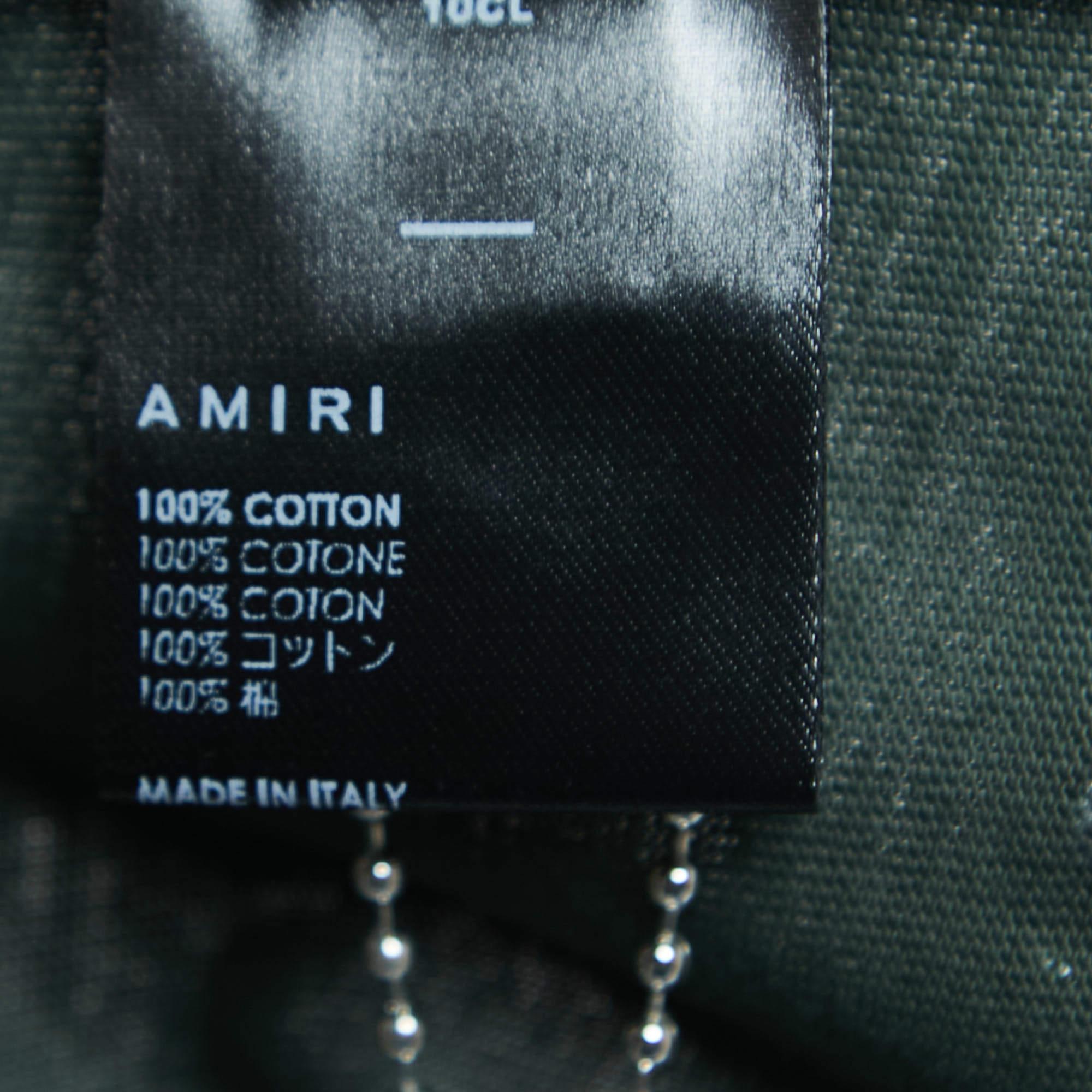 Amiri Green Camouflage Print Logo T-Shirt S For Sale 1