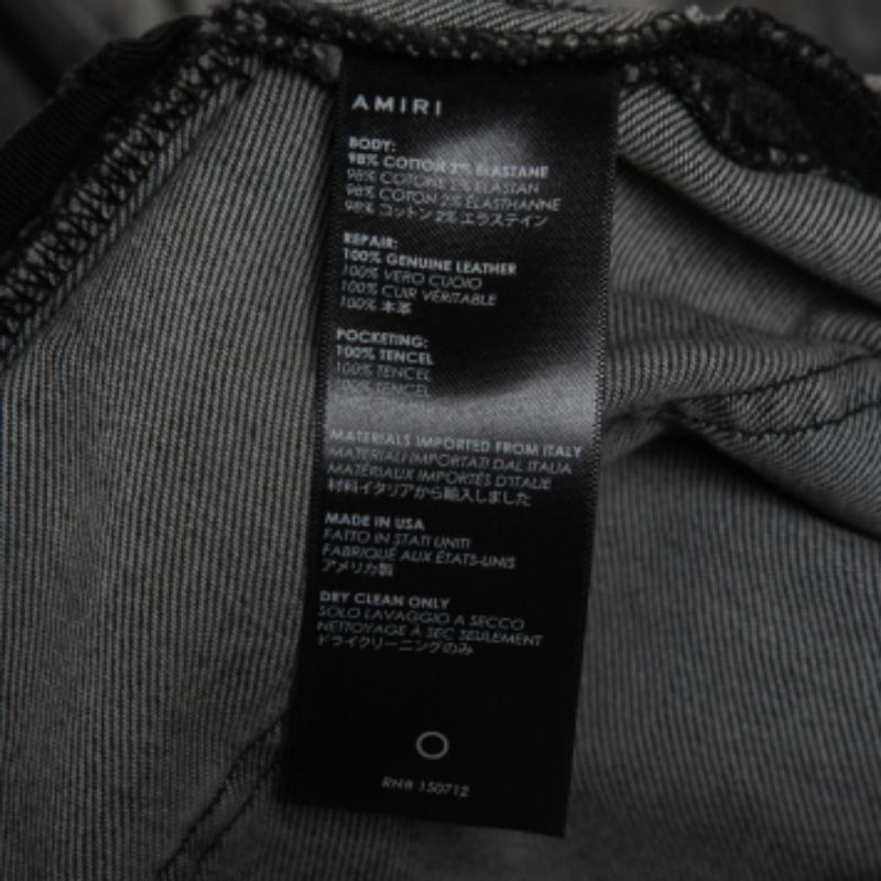 Noir Amiri - Jean skinny en denim gris vieilli taille M 31