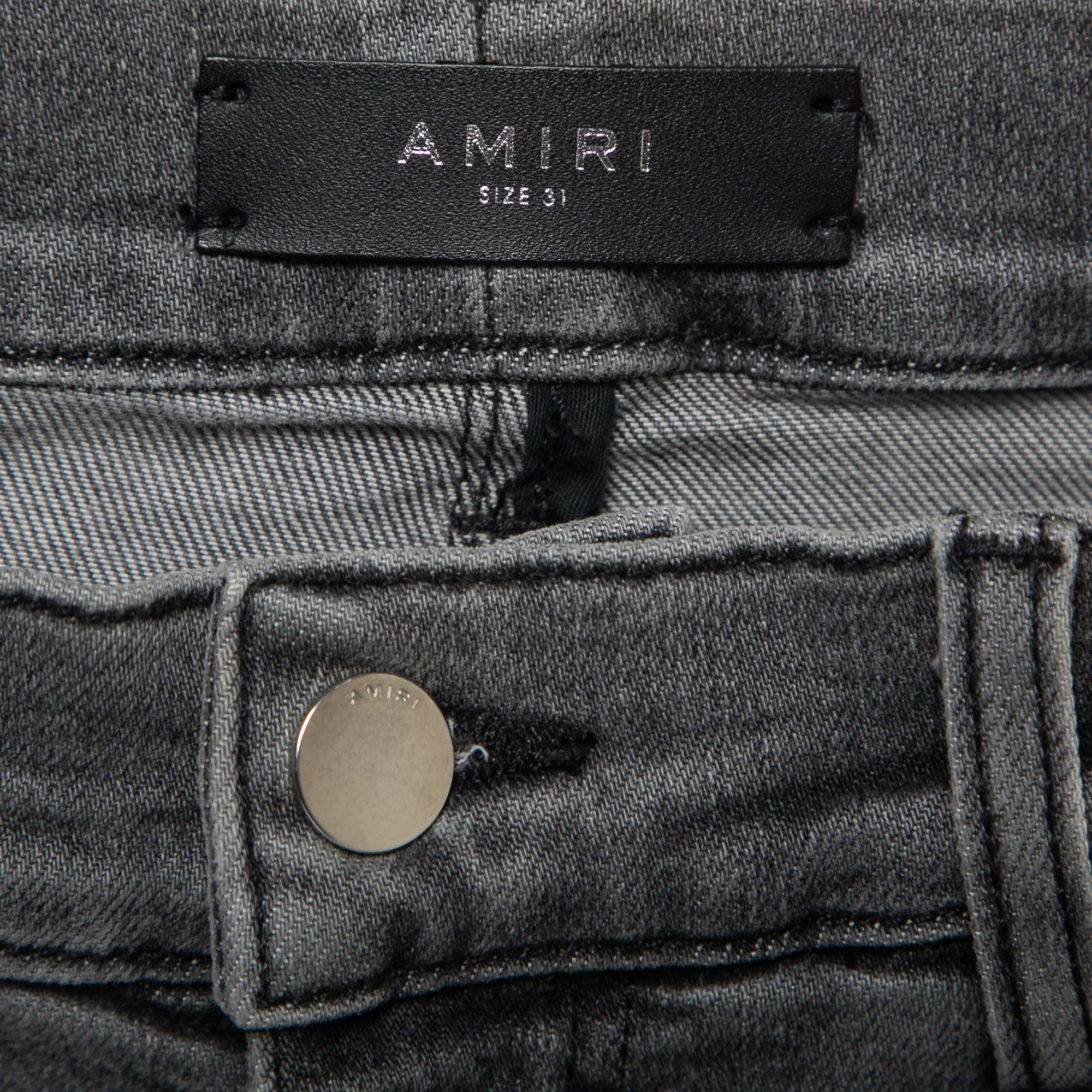 Black Amiri Grey Distressed Denim Skinny Jeans M Waist 31