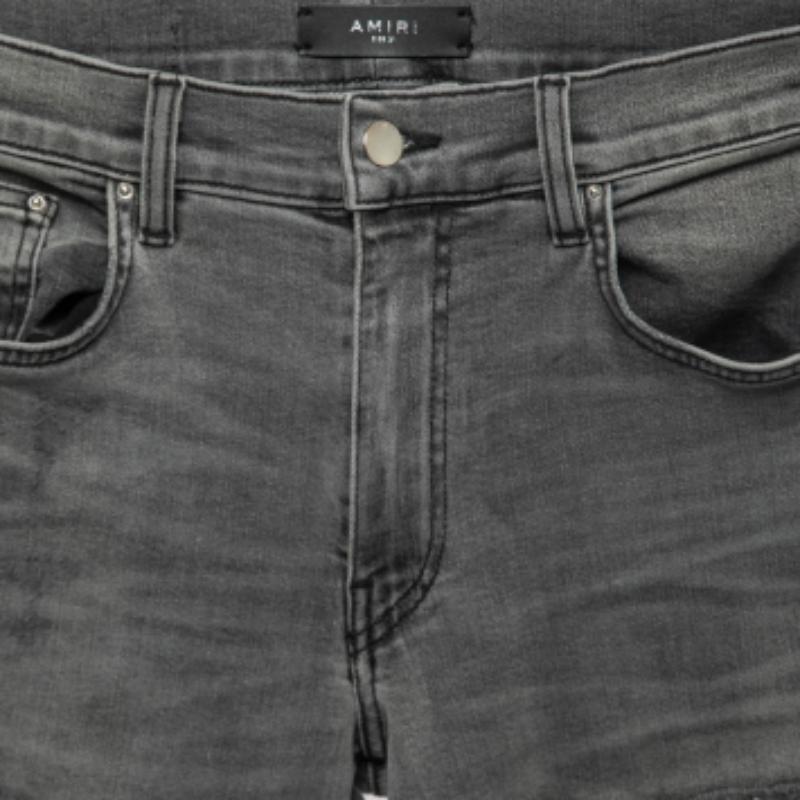 Amiri - Jean skinny en denim gris vieilli taille M 31