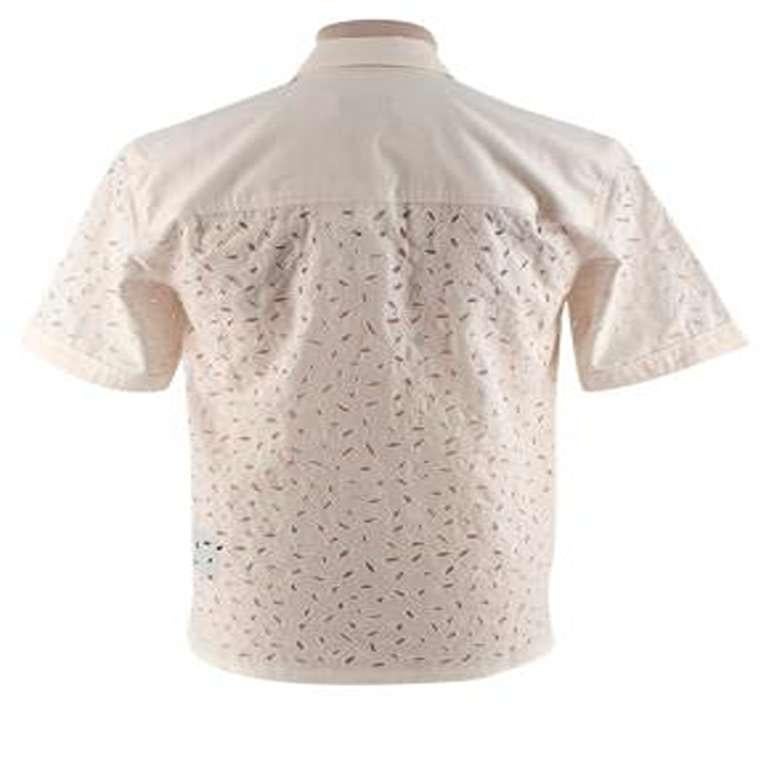 Amiri Ivory Short Sleeve Broderie-anglaise Cotton Shirt For Sale 2