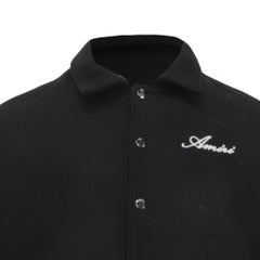 Amiri Logo-Embroidered Bomber Jacket in Black Cotton