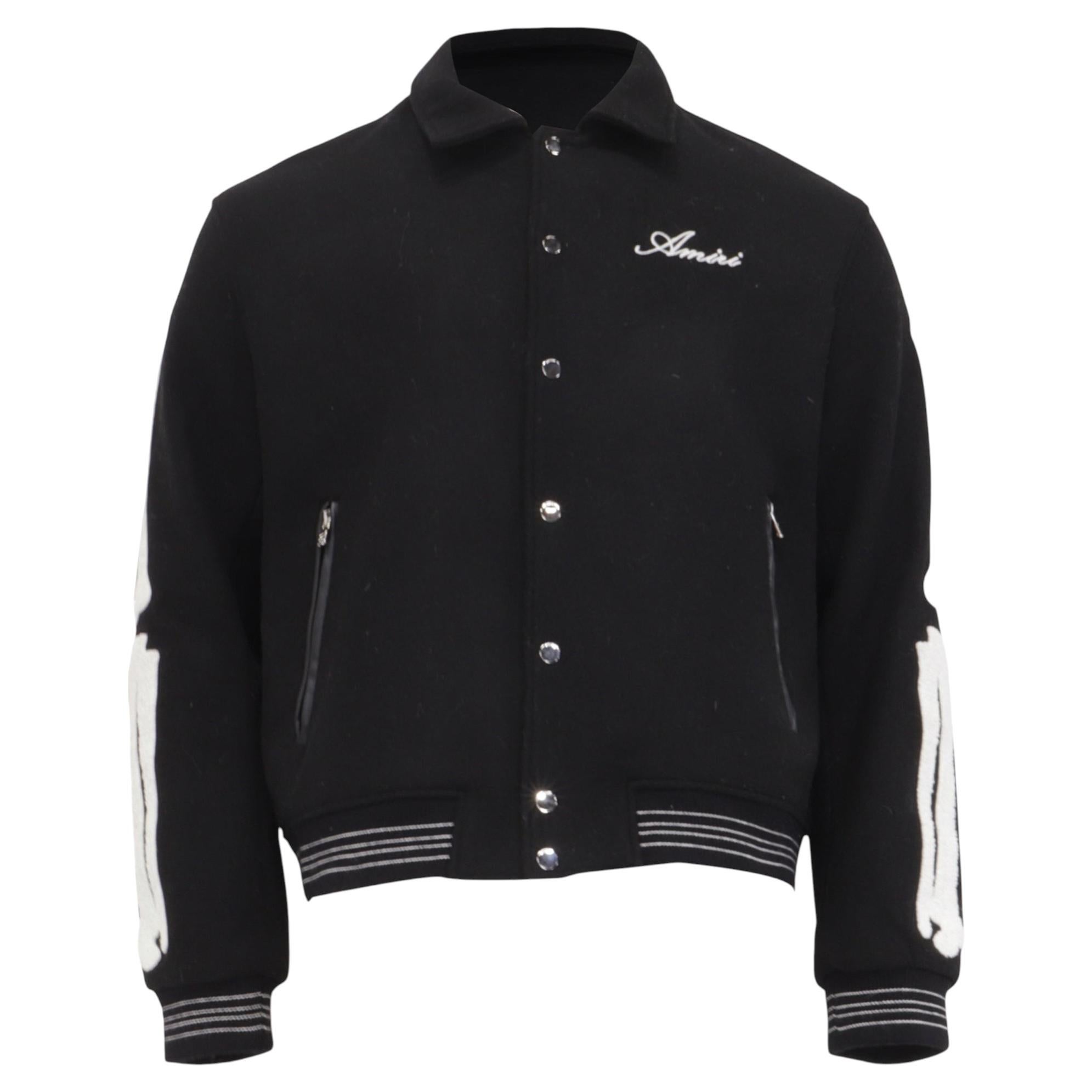 Pre-owned Amiri Logo-embroidered Bomber Jacket In Black Cotton
