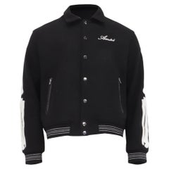 Amiri Logo-Embroidered Bomber Jacket in Black Cotton
