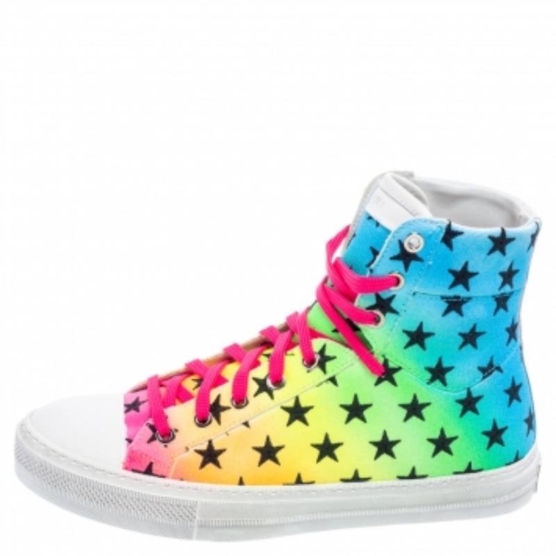 Amiri Multicolor Canvas High Top Sneakers Size 40 In Good Condition For Sale In Dubai, Al Qouz 2