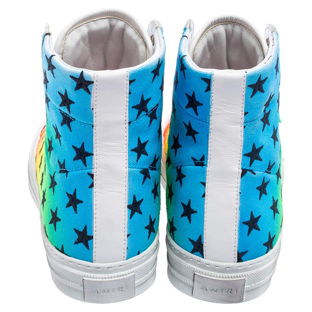 Vert Amiri Multicolor Canvas High Top Sneakers Size 40 en vente