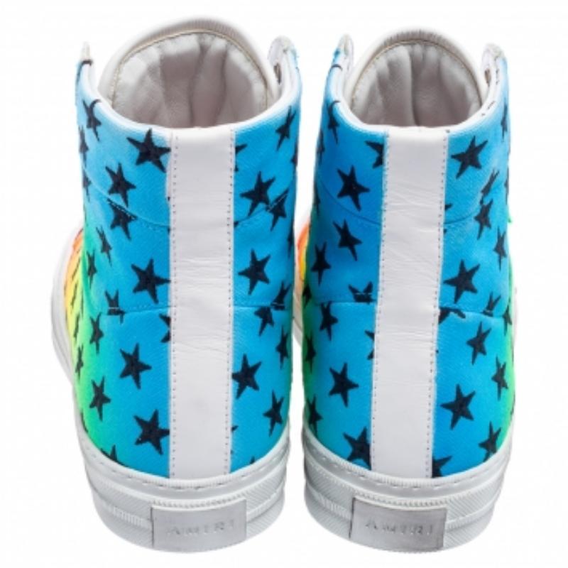 Amiri Multicolor Canvas High Top Sneakers Size 40 For Sale 2