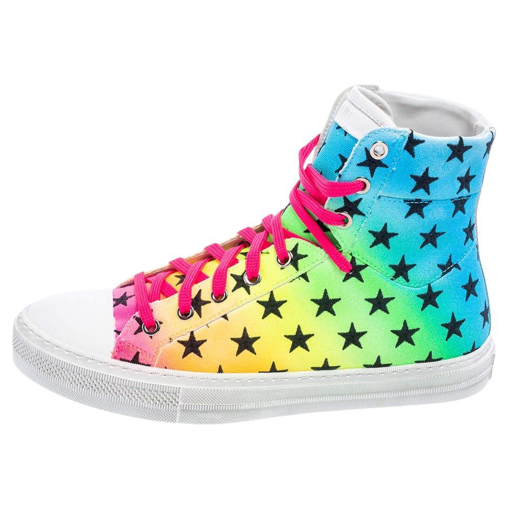 Amiri Multicolor Canvas High Top Sneakers Size 40 en vente