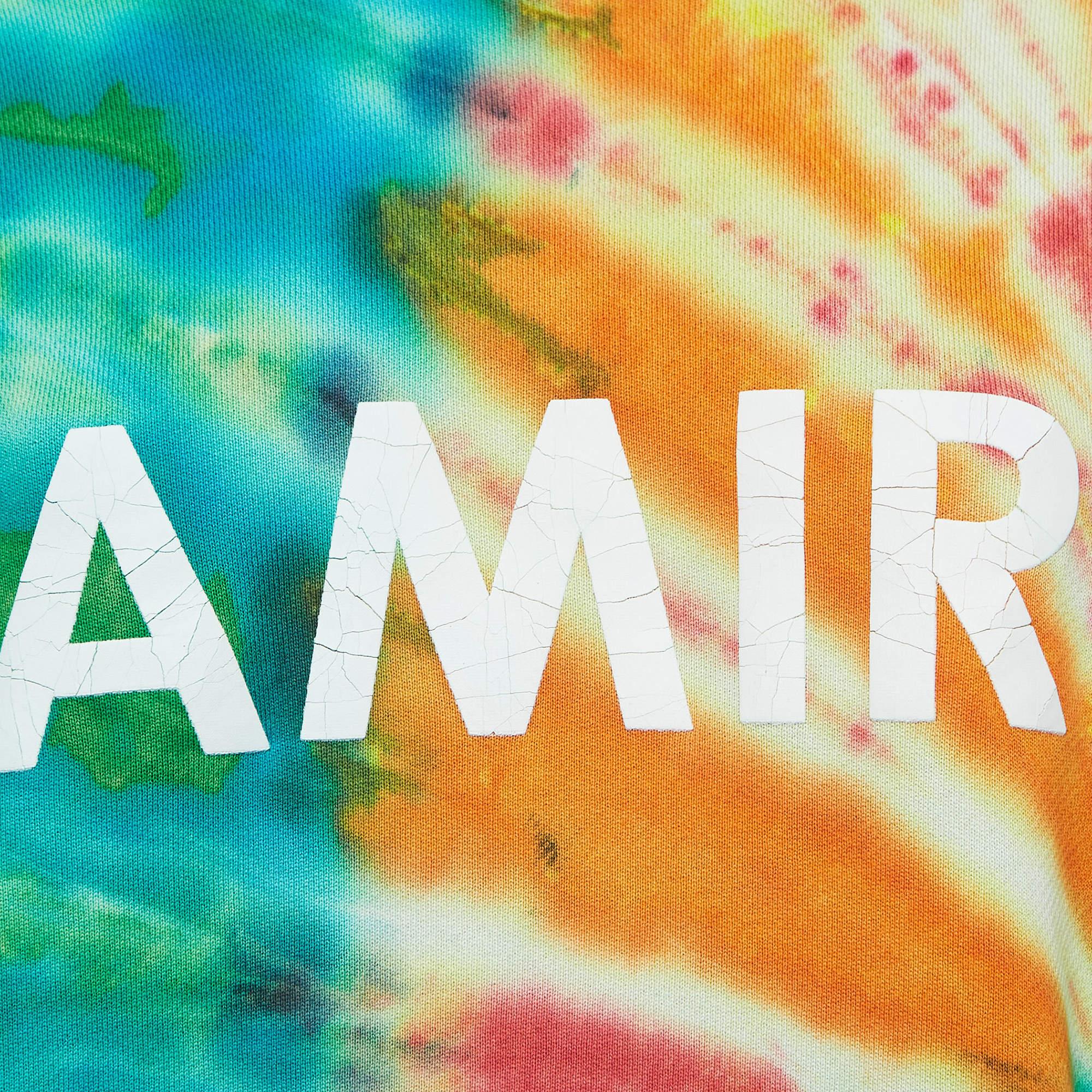 Orange Amiri Multicolor Tye-Dye Effect Cotton Sweatshirt M For Sale
