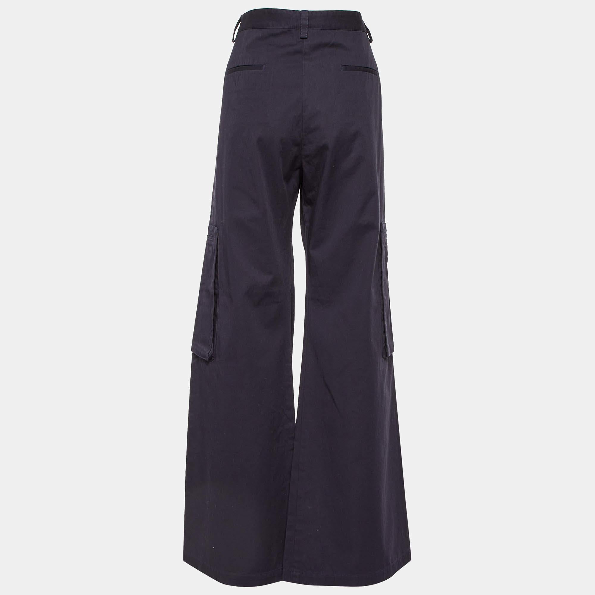 Black Amiri Navy Blue Cotton Blend Wide Leg Cargo Pants M