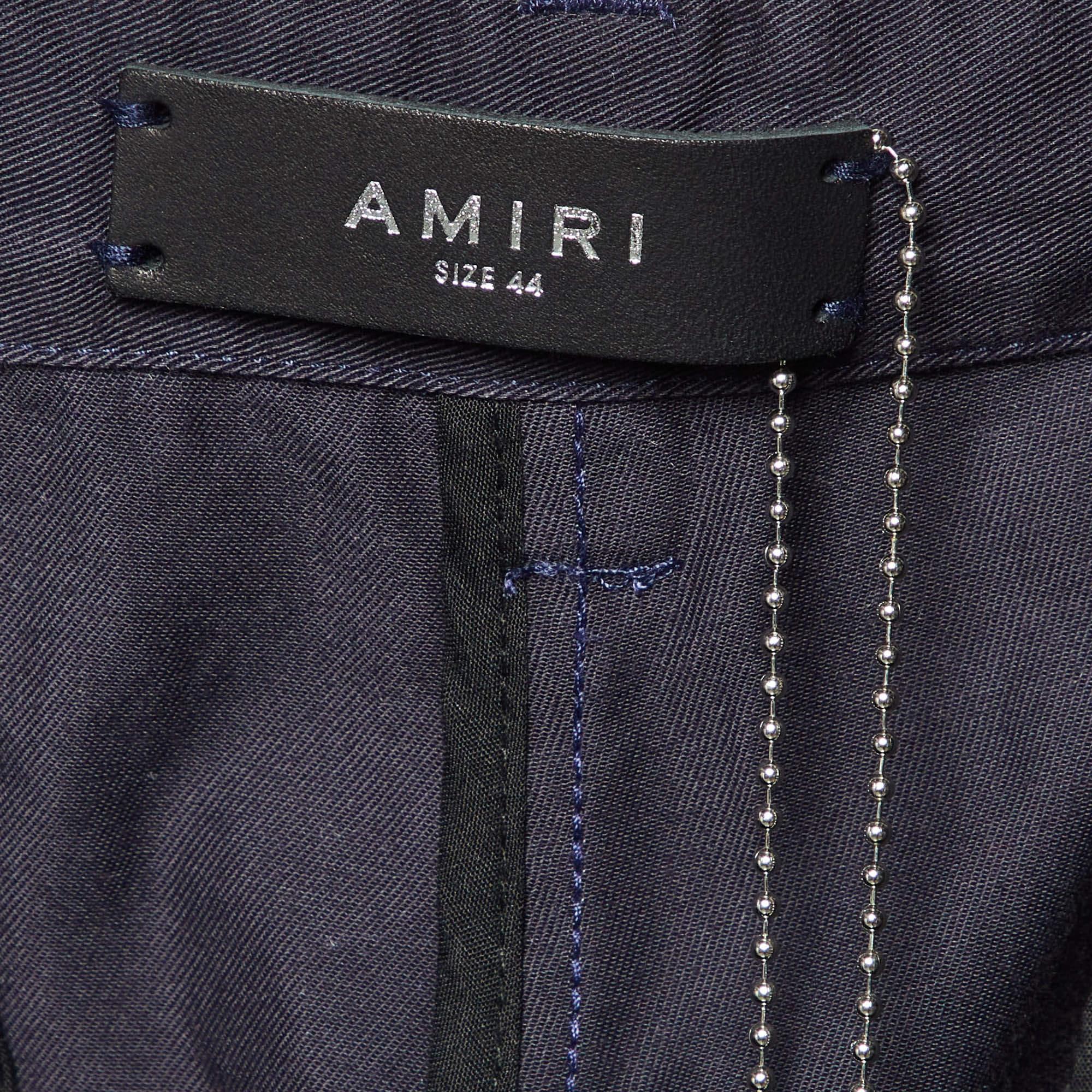 Women's Amiri Navy Blue Cotton Blend Wide Leg Cargo Pants M