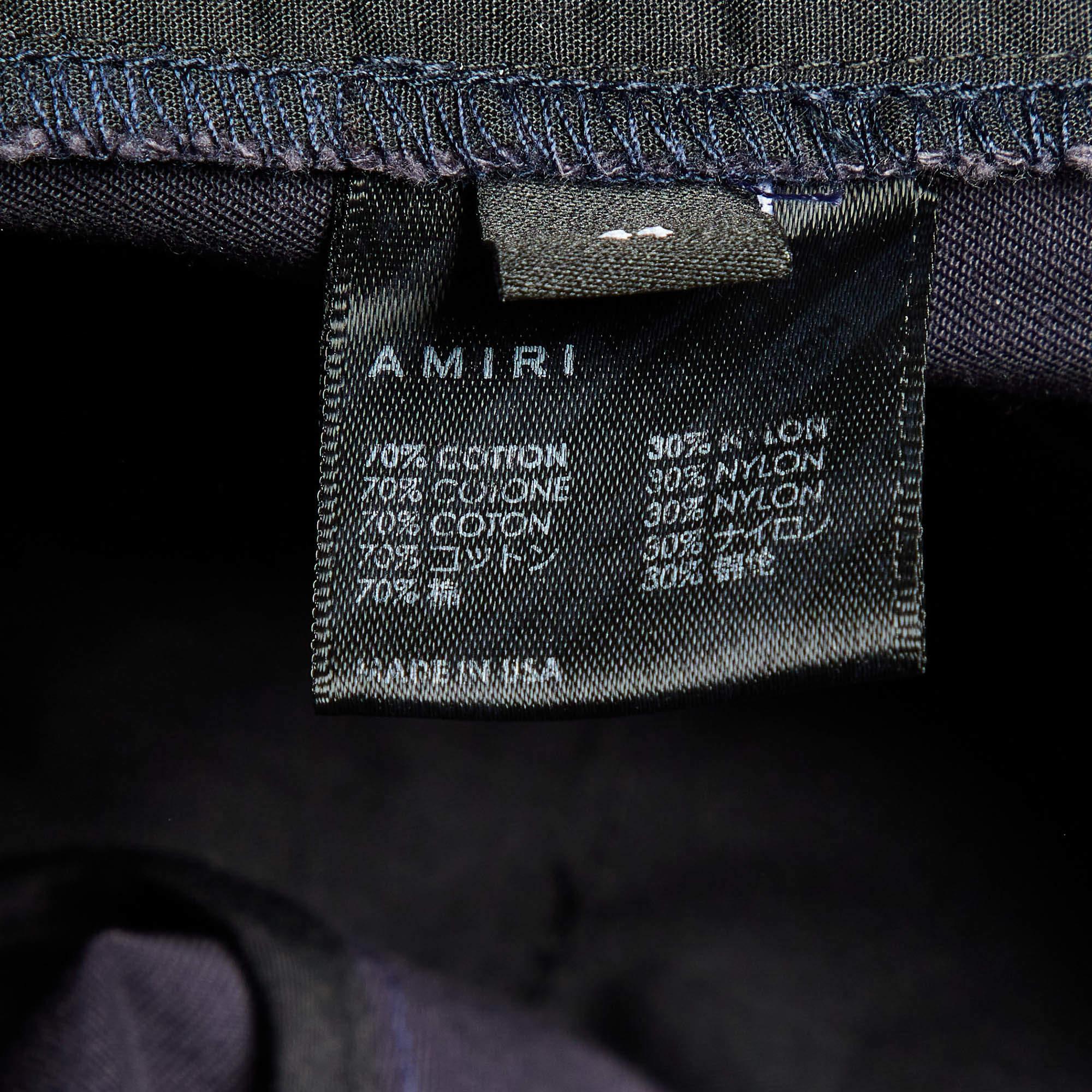 Amiri Navy Blue Cotton Blend Wide Leg Cargo Pants M 2