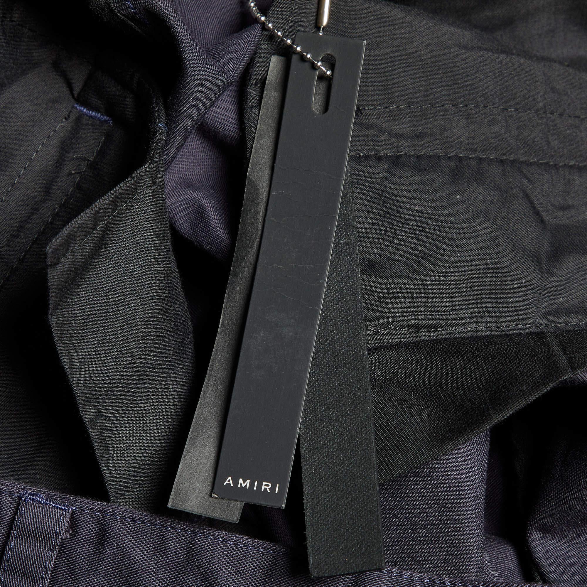 Amiri Navy Blue Cotton Blend Wide Leg Cargo Pants M 3